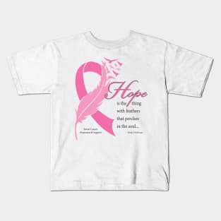 Breast cancer hope quote with black type Kids T-Shirt